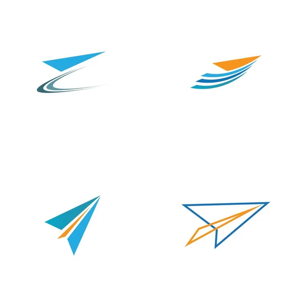 Set Paper Plane Aircraft Trail Signature Icon Logo Design — Stock Vector