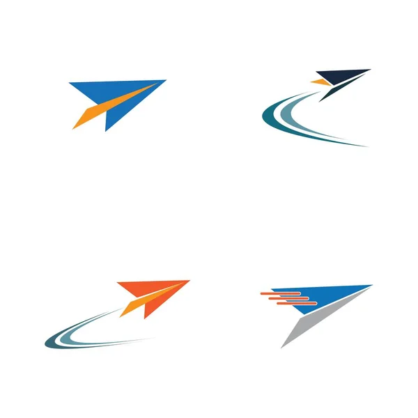 Set Hârtie Avion Traseu Semnătură Icon Logo Design — Vector de stoc