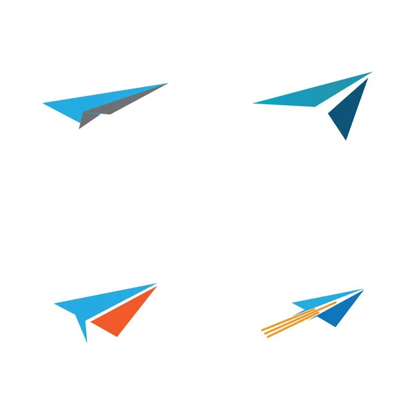 Набор Бумажных Самолетов Самолет След Подпись Знак Логотипа Дизайн — стоковый вектор