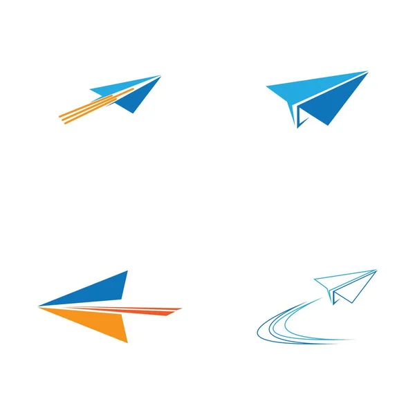 一連の紙飛行機航空機トレイル署名アイコンのロゴデザイン — ストックベクタ