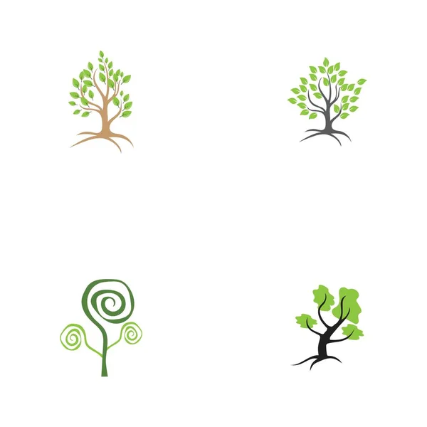 Набор Векторных Шаблонов Оформления Логотипа Дерева — стоковый вектор