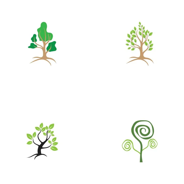 Satz Von Baum Logo Vektor Illustration Design Vorlage — Stockvektor