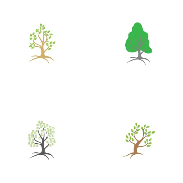 Set Tree Logo Vector Illustration Design Template — Stock Vector