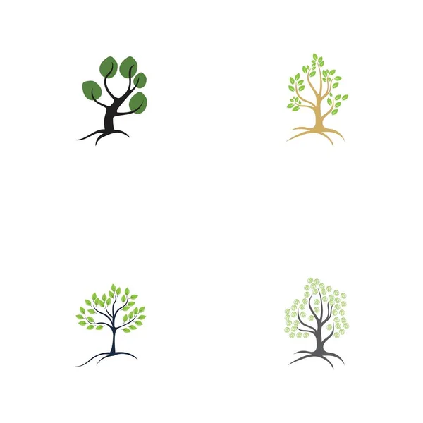 Набор Векторных Шаблонов Оформления Логотипа Дерева — стоковый вектор