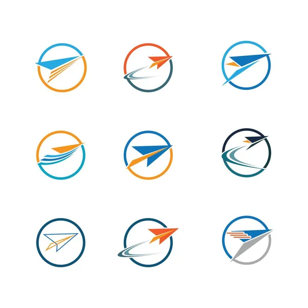 Иллюстрационный Вектор Дизайна Логотипа Бумажный Самолет — стоковый вектор