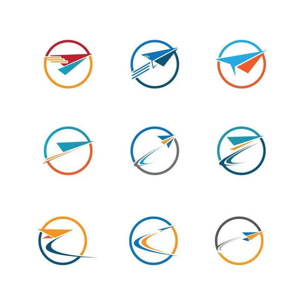 紙飛行機セットのイラストベクトルロゴデザイン — ストックベクタ