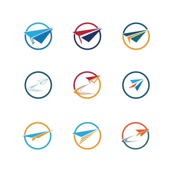 Ilustracja Wektor Papieru Samolot Zestaw Logo Design — Wektor stockowy