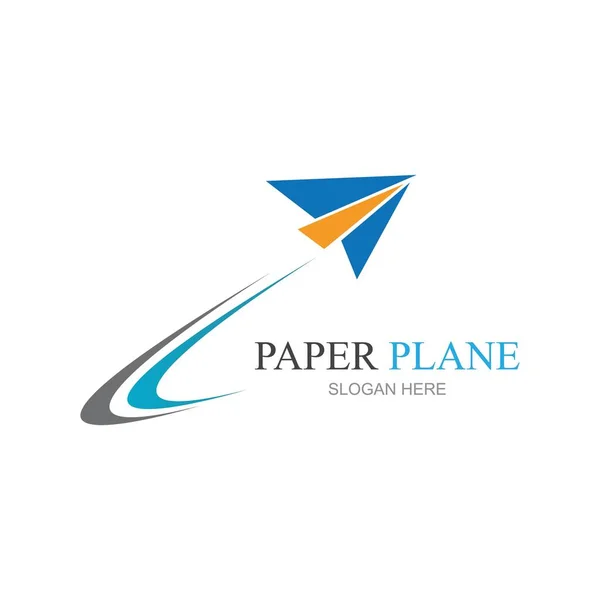 Paper Plane Aircraft Trail Signature Icon Logo Design — Stock Vector