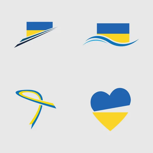 Σύνολο Σημαίας Του Συμβόλου Ουκρανίου Μπλε Και Κίτρινο Πρότυπο Σχεδίασης — Διανυσματικό Αρχείο