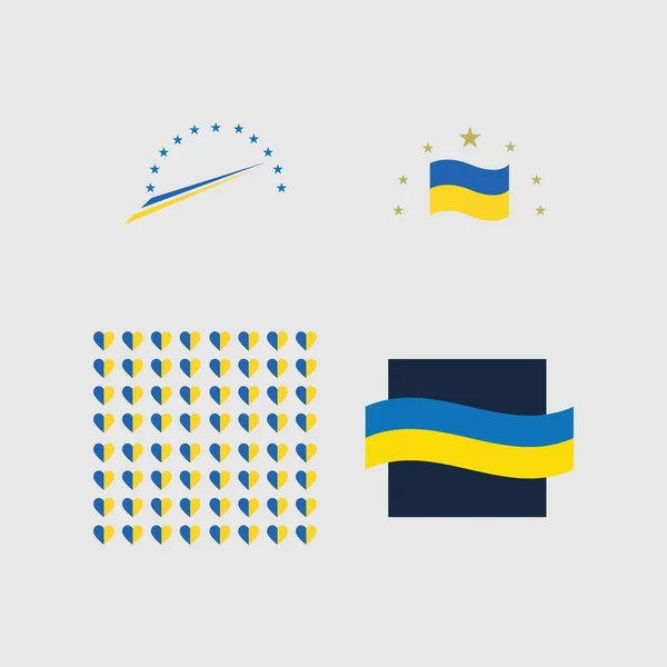 Σύνολο Σημαίας Του Συμβόλου Ουκρανίου Μπλε Και Κίτρινο Πρότυπο Σχεδίασης — Διανυσματικό Αρχείο