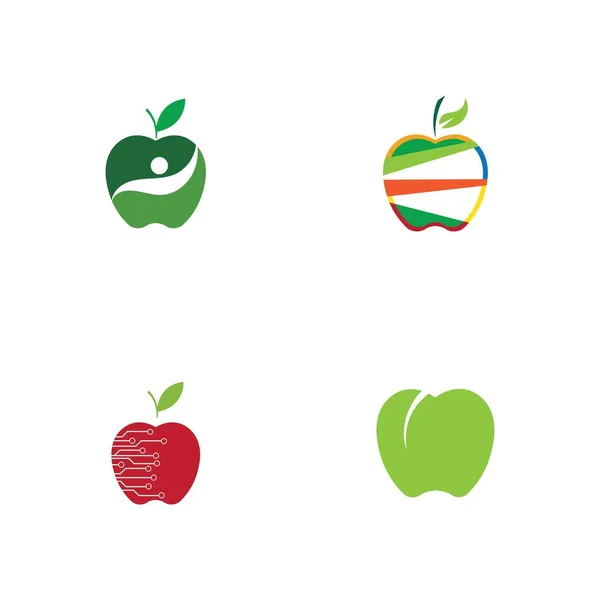 Set Van Apple Logo Illustratie Ontwerp Sjabloon — Stockvector