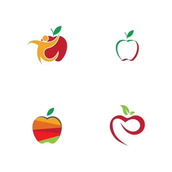 Set Van Apple Logo Illustratie Ontwerp Sjabloon — Stockvector