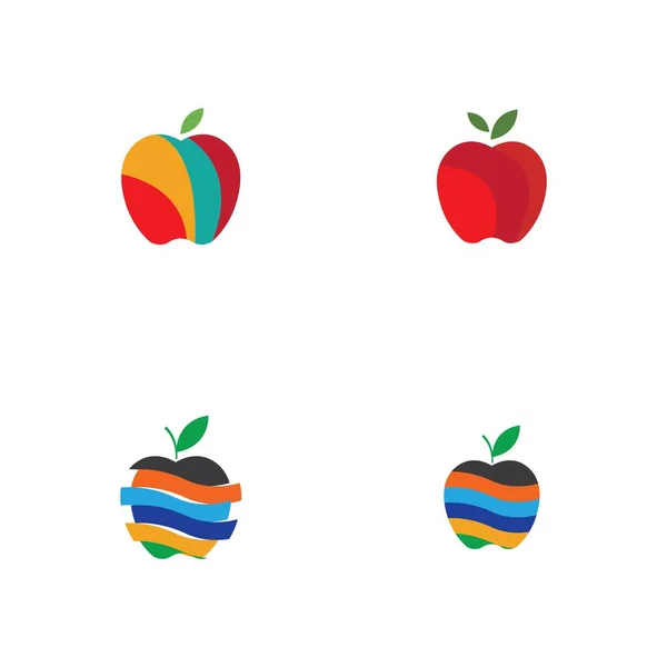 Satz Von Apple Logo Illustration Design Vorlage — Stockvektor