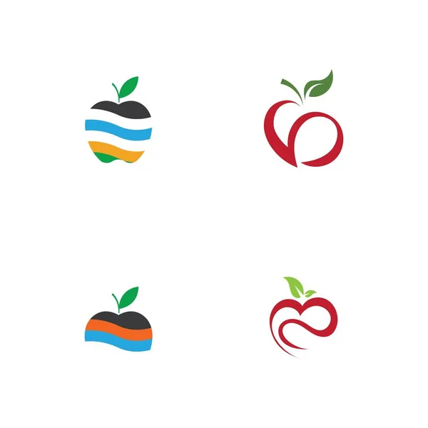 Satz Von Apple Logo Illustration Design Vorlage — Stockvektor