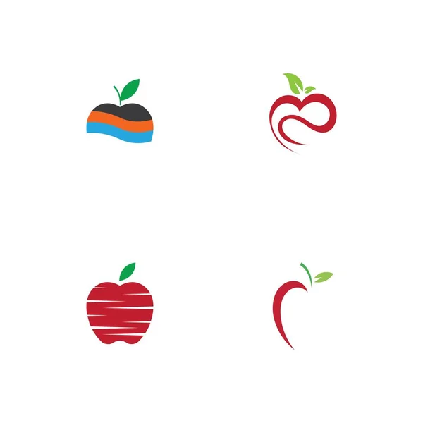 Satz Von Apple Logo Illustration Design Vorlage — Stockvektor