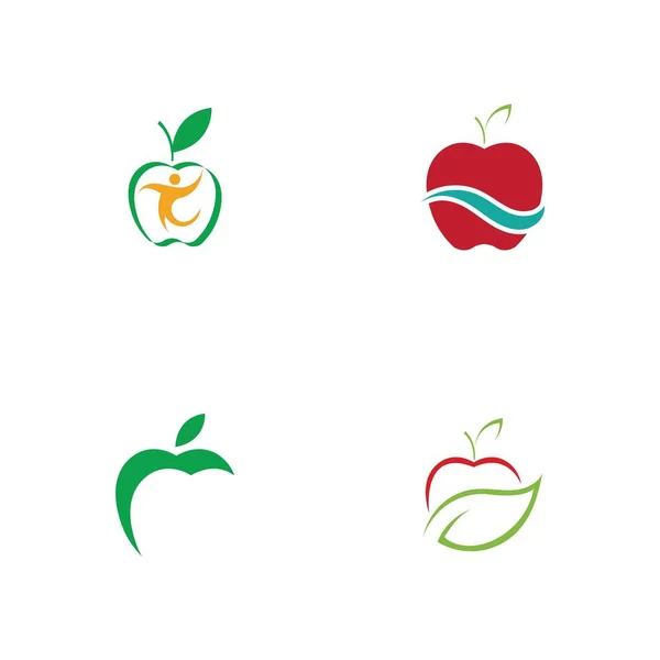 Set Van Apple Logo Illustratie Ontwerp Sjabloon — Stockvector