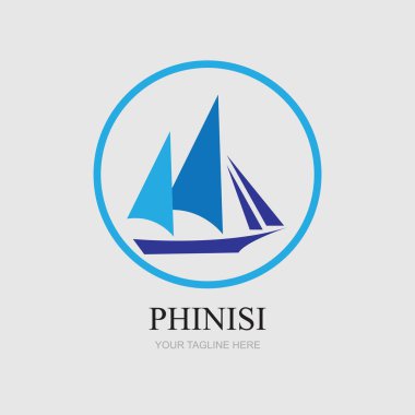 phinisi logo illüstrasyon tasarımı gri arkaplan şablonu