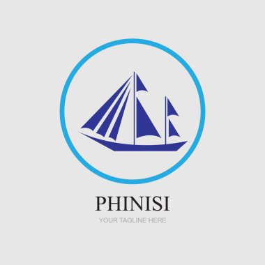phinisi logo illüstrasyon tasarımı gri arkaplan şablonu