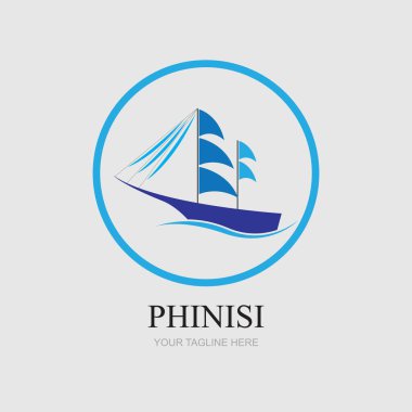 phinisi logo illüstrasyon tasarımı gri arkaplan şablonu