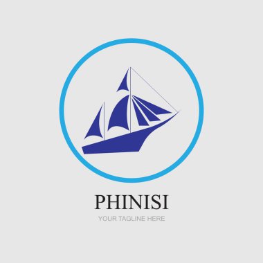 phinisi logo illüstrasyon tasarımı gri arkaplan şablonu