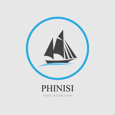 phinisi logo illüstrasyon tasarımı gri arkaplan şablonu