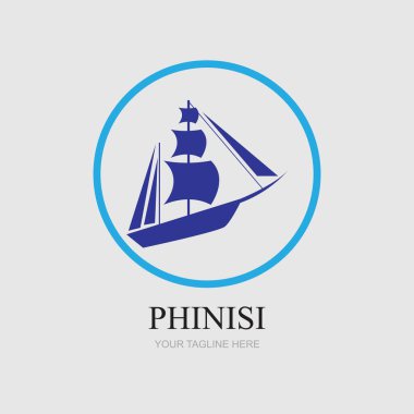 phinisi logo illüstrasyon tasarımı gri arkaplan şablonu