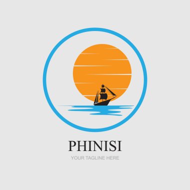 phinisi logo illüstrasyon tasarımı gri arkaplan şablonu