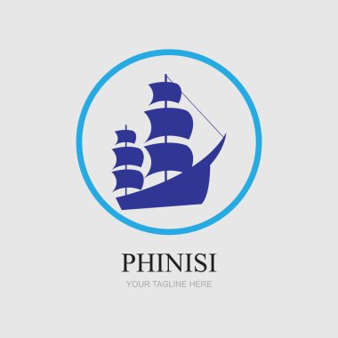 phinisi logo illüstrasyon tasarımı gri arkaplan şablonu
