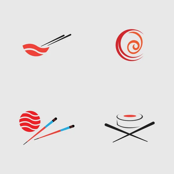 灰色の背景を持つ日本の名物寿司ロゴのコレクションです — ストックベクタ