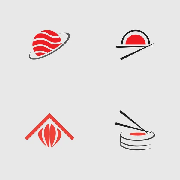 Een Verzameling Sushi Logo Een Van Japanse Specialiteiten Een Grijze — Stockvector