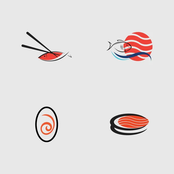 Una Colección Logotipos Sushi Una Las Especialidades Japonesas Sobre Fondo — Vector de stock