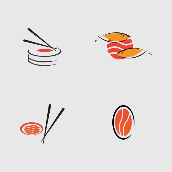 Une Collection Logos Sushis Une Des Spécialités Japonaises Sur Fond — Image vectorielle