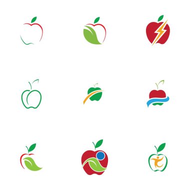Apple Simgeleri Seti - Beyaz Arkaplanda İzole Edilmiş - Vektör İllüstrasyonu, Tasarımınız için Grafik Tasarım Düzenleme. Apple Logosu