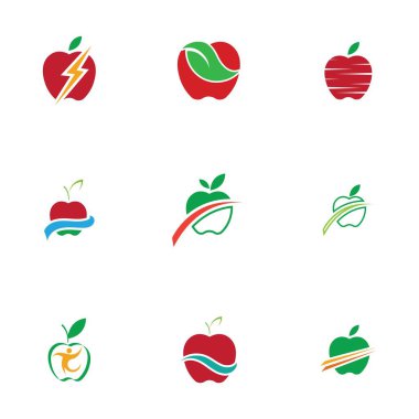 Apple Simgeleri Seti - Beyaz Arkaplanda İzole Edilmiş - Vektör İllüstrasyonu, Tasarımınız için Grafik Tasarım Düzenleme. Apple Logosu