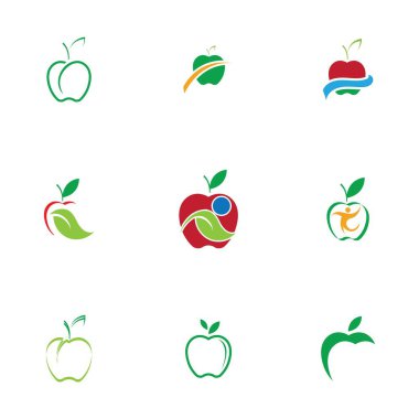Apple Simgeleri Seti - Beyaz Arkaplanda İzole Edilmiş - Vektör İllüstrasyonu, Tasarımınız için Grafik Tasarım Düzenleme. Apple Logosu