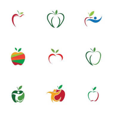 Apple Simgeleri Seti - Beyaz Arkaplanda İzole Edilmiş - Vektör İllüstrasyonu, Tasarımınız için Grafik Tasarım Düzenleme. Apple Logosu
