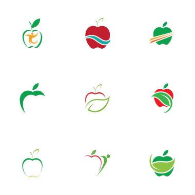 Apple Simgeleri Seti - Beyaz Arkaplanda İzole Edilmiş - Vektör İllüstrasyonu, Tasarımınız için Grafik Tasarım Düzenleme. Apple Logosu