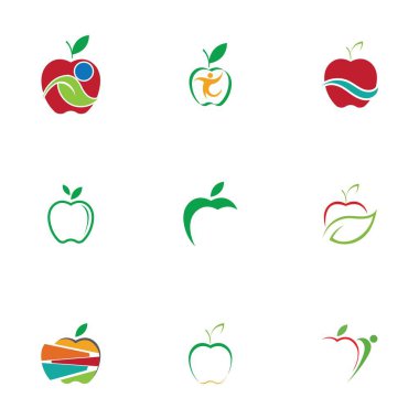 Apple Simgeleri Seti - Beyaz Arkaplanda İzole Edilmiş - Vektör İllüstrasyonu, Tasarımınız için Grafik Tasarım Düzenleme. Apple Logosu