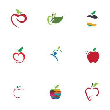 Apple Simgeleri Seti - Beyaz Arkaplanda İzole Edilmiş - Vektör İllüstrasyonu, Tasarımınız için Grafik Tasarım Düzenleme. Apple Logosu