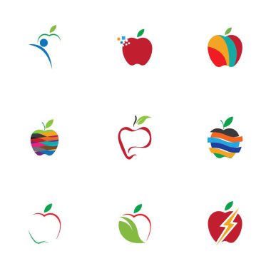 Apple Simgeleri Seti - Beyaz Arkaplanda İzole Edilmiş - Vektör İllüstrasyonu, Tasarımınız için Grafik Tasarım Düzenleme. Apple Logosu