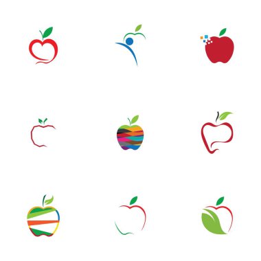Apple Simgeleri Seti - Beyaz Arkaplanda İzole Edilmiş - Vektör İllüstrasyonu, Tasarımınız için Grafik Tasarım Düzenleme. Apple Logosu