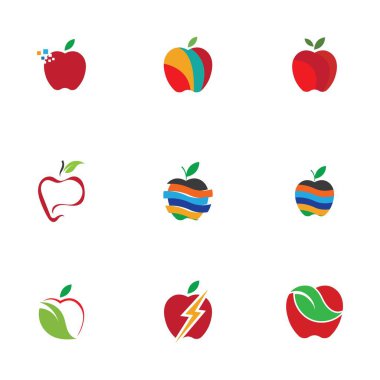 Apple Simgeleri Seti - Beyaz Arkaplanda İzole Edilmiş - Vektör İllüstrasyonu, Tasarımınız için Grafik Tasarım Düzenleme. Apple Logosu
