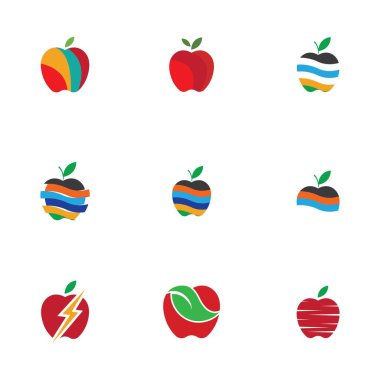 Apple Simgeleri Seti - Beyaz Arkaplanda İzole Edilmiş - Vektör İllüstrasyonu, Tasarımınız için Grafik Tasarım Düzenleme. Apple Logosu