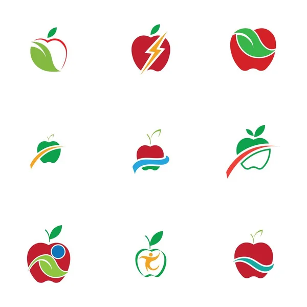 Apple Icons Set Isoliert Auf Weißem Hintergrund Vektorillustration Grafikdesign Editierbar — Stockvektor