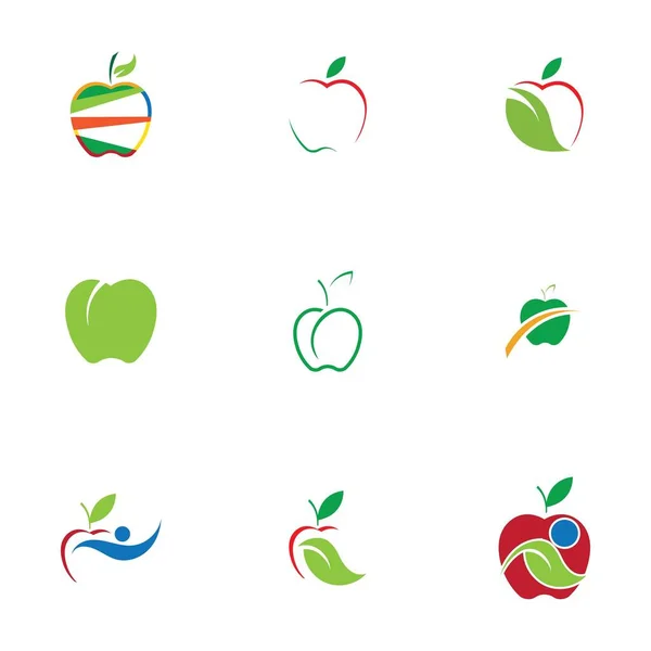 Apple Icons Set Isolated White Background Vector Illustration Graphic Design — Stock Vector