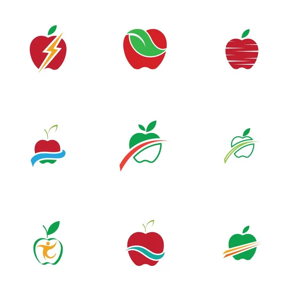 Apple Pictogrammen Set Geïsoleerd Witte Achtergrond Vector Illustratie Grafisch Ontwerp — Stockvector