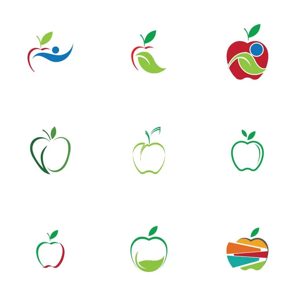 Apple Icons Set Isolated White Background Vector Illustration Graphic Design — Stock Vector