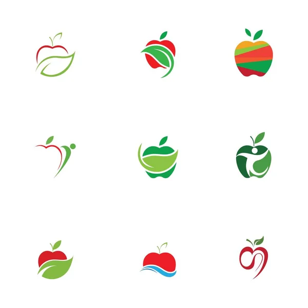 Apple Icons Set Isolated White Background Vector Illustration Graphic Design — 스톡 벡터