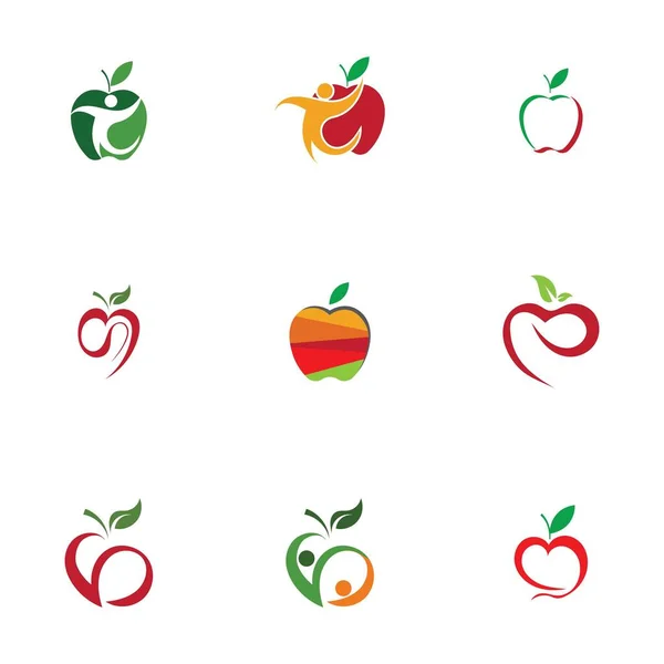 Apple Ikony Sada Izolované Bílém Pozadí Vektorové Ilustrace Grafický Design — Stockový vektor