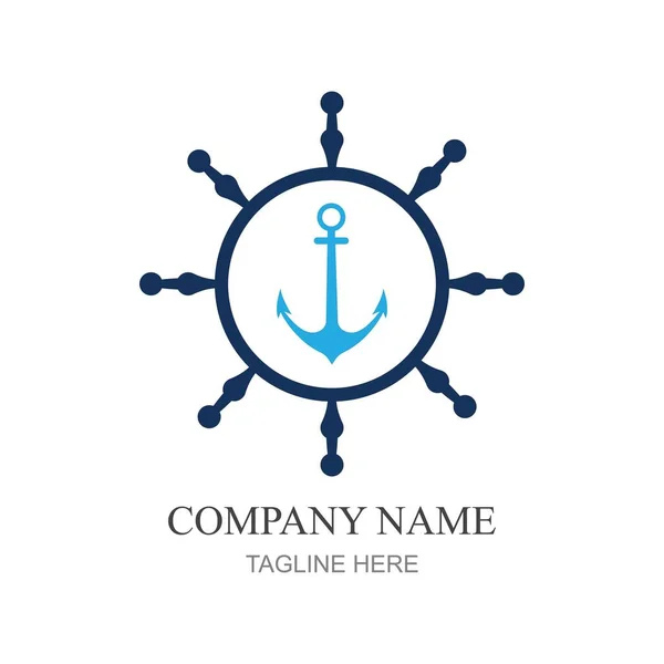 Schiffssteuerung Logo Vektor Symbol Illustration Vorlage Design — Stockvektor